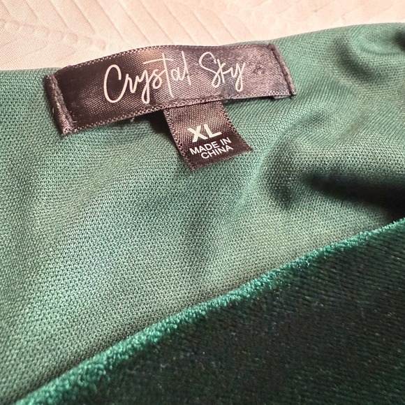 Crystal Sky Velvet Slip Dress Emerald Green XL Bodycon Midi Holiday Party - Picture 6 of 8